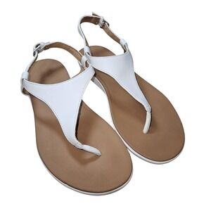 FitFlop Sandals Womens Size 8 White Thong T-Strap Microwobbleboard‎ 899-104